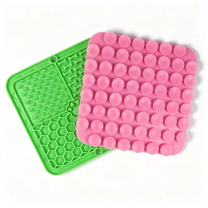 Leckmatte aus lebensmittelechtem Silikon für Haustiere, Slow-Feeder-Pad mit starkem Saugnapf, Anti-Schluck-Futterschale für Hunde, Katzen und Leckerlis – Detail 10