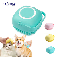 Dog Bath Scrubber Brush Pet Grooming Soft Massage Cleaning Comb Suitable For Long Short Hair Dog/Cat Showers With Soap Dispenser