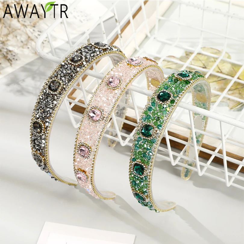 Women Rhinestone Headband Colored Irregular Stone Crystal Hair Hoop Hair Ornament Bridal Crown Hair Accessories Holiday Party