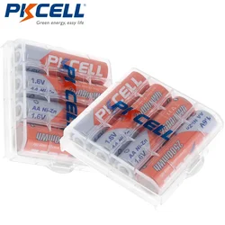 PKCELL-batería recargable AA NIZN de 1,6 V, 2500MWh, 2 pilas AA, caja de almacenamiento, 8 Uds.