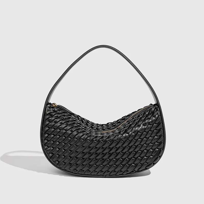 

Fashion Woven Design Women's Bag Half Moon Crescent Bags for Women Handbags and Purse PU Leather Underarm Shoulder Crossbody Bag