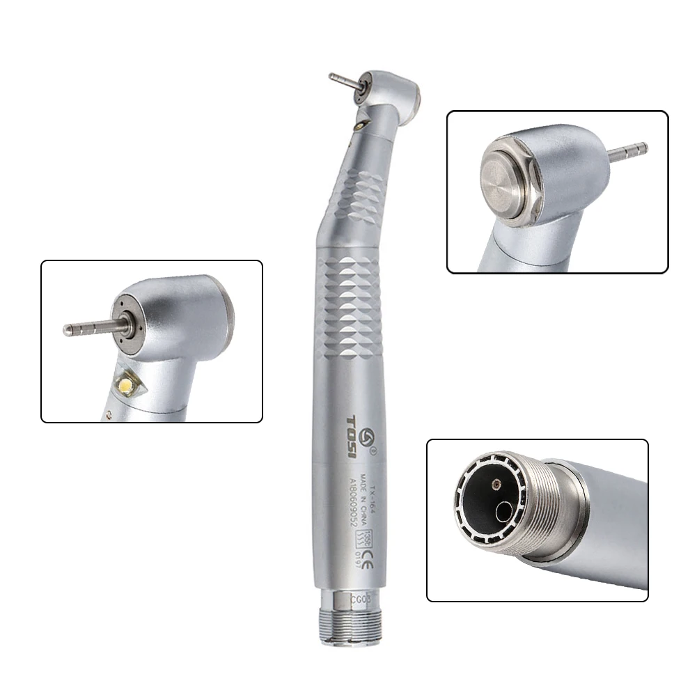 

TOSI High Speed LED Air Turbine Dental Handpiece Drill 2/4 Holes Standard Head E-generator Push Button 3 Way Spray For Dentist