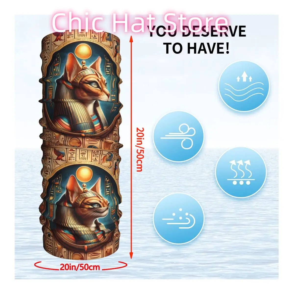 مصر القديمة الفن وشاح منديل الرقبة قناع الوجه البوليستر #2