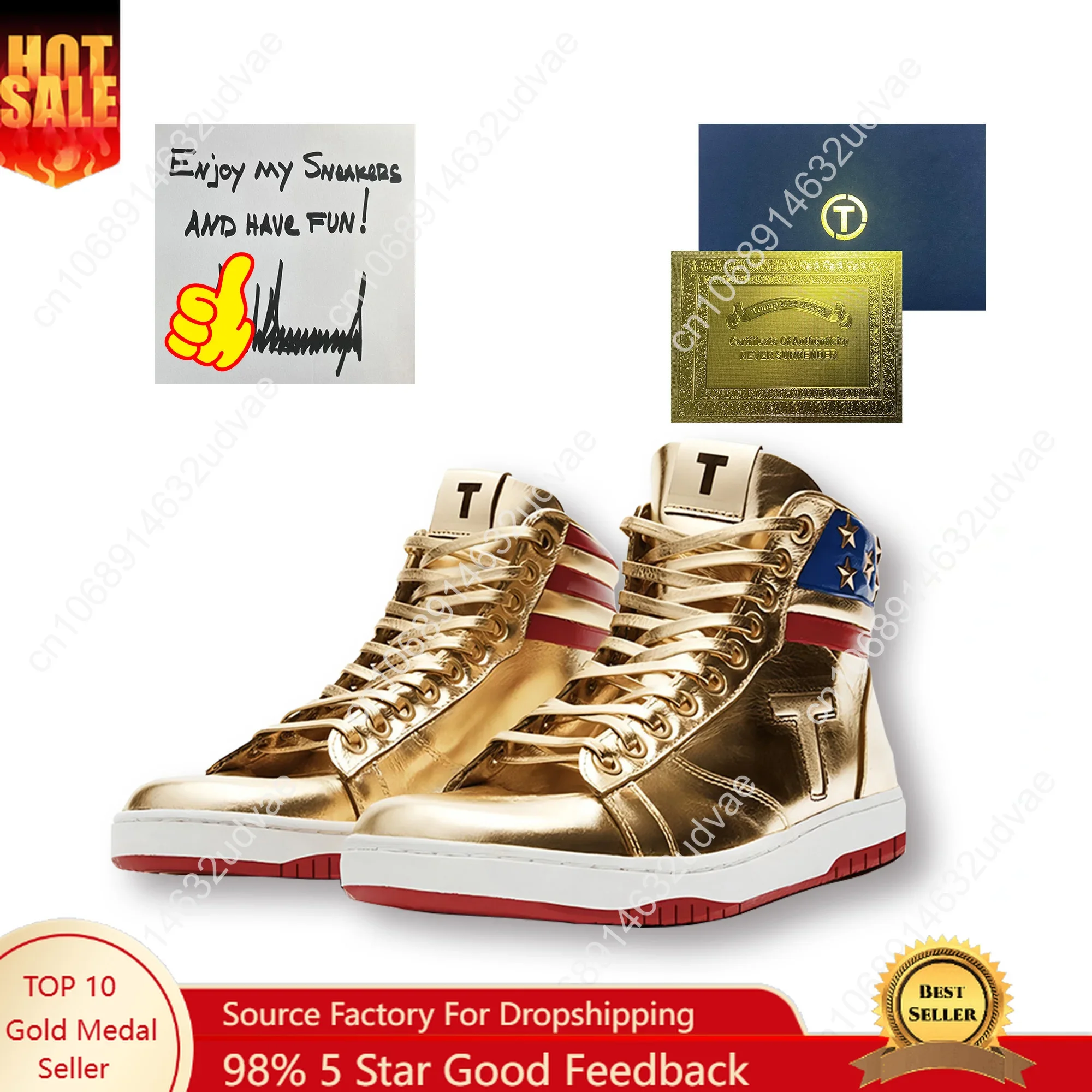

Never Surrender Shoes Gold T Won 45 47 MAGA Sneaker Basketball Mens Womens Fashion Casual Boots Road Running Shoe Big Size 35-48