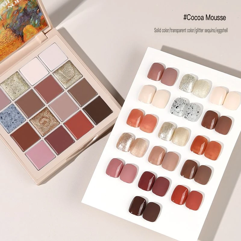 

16-Color Eyeshadow Palette Cloud Diamond Nail Polish Solid Cat's Eye Glue Japanese Canned Nail Polish 2025 New Fashion Beauty To