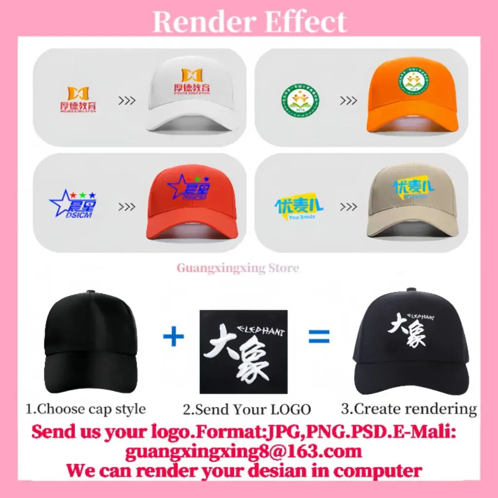 Custom logo embroidered hat Men's and women's baseball cap design DIY picture printing logo hat summer sun hat