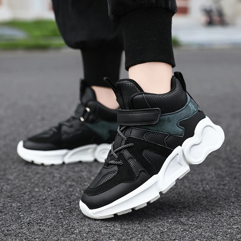 

Children's Spring New Leather Upper Sneakers Middle Large Children's Casual Shoes Boys and Girls Soft Sole Students Tennis Shoes