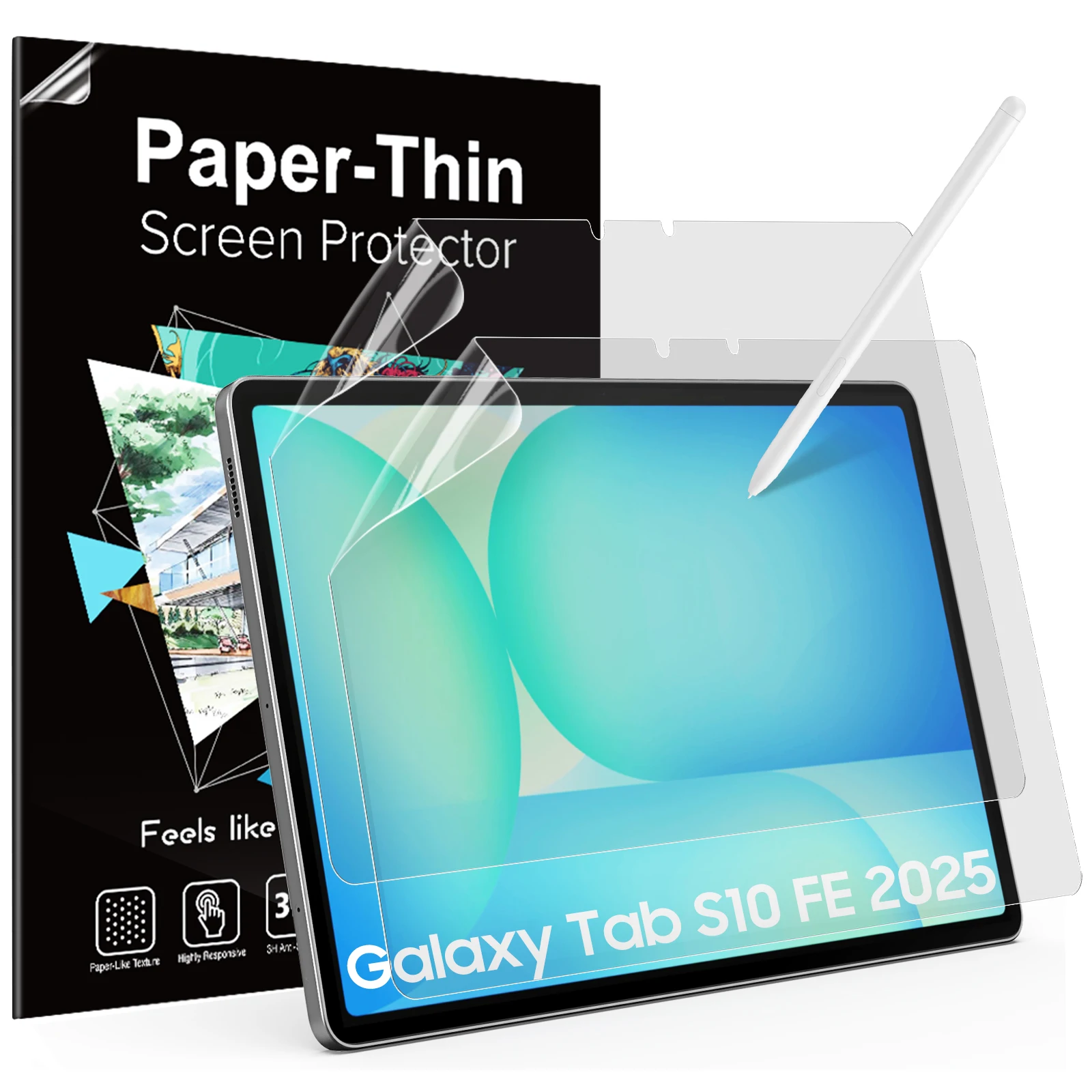 

2 Pack Paper Screen Protector for Samsung Galaxy Tab S10 FE 2025,Anti Glare PET Screen Protector Film For Galaxy Tab S10 FE