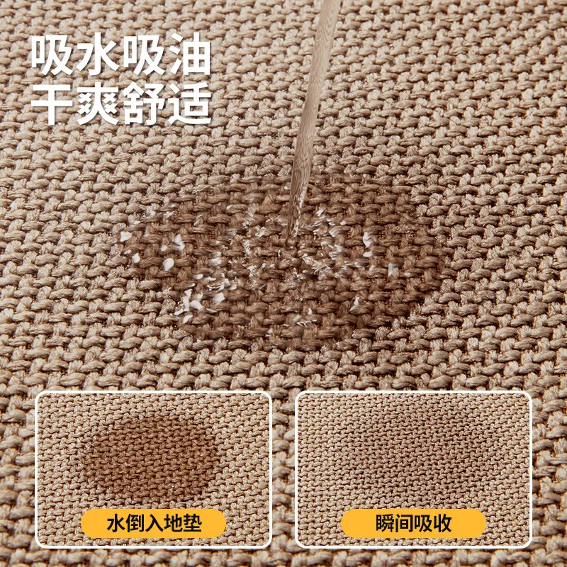 Washable Polyester Kitchen Floor Mat Water Oil Absorbent Anti-Slip Square Rug Entryway Sink Area Dining Room Bedroom Everyday