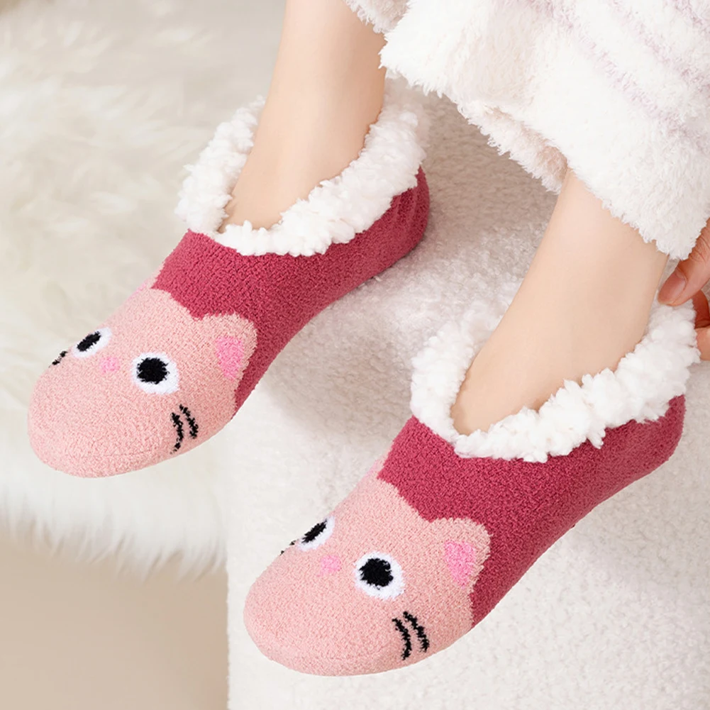 Christmas Plush Socks Non-Slip Floor Socks Comfortable Cute Sleeping Socks Thickened Winter Socks Shoes for Indoor