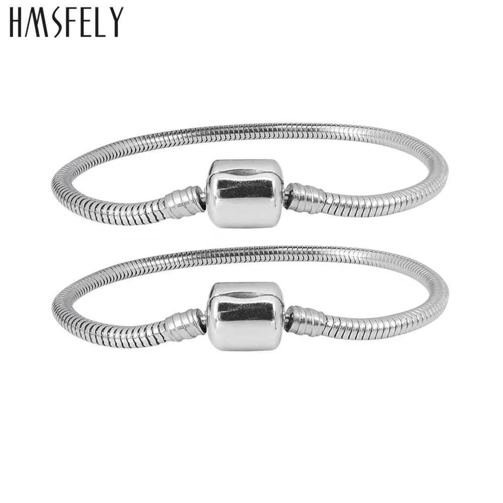 

HMSFELY 316L Titanium Stainless Steel Snake Chains Bracelet For Women DIY Charm Bracelets Accessories Round Ball Buckle Bracelet