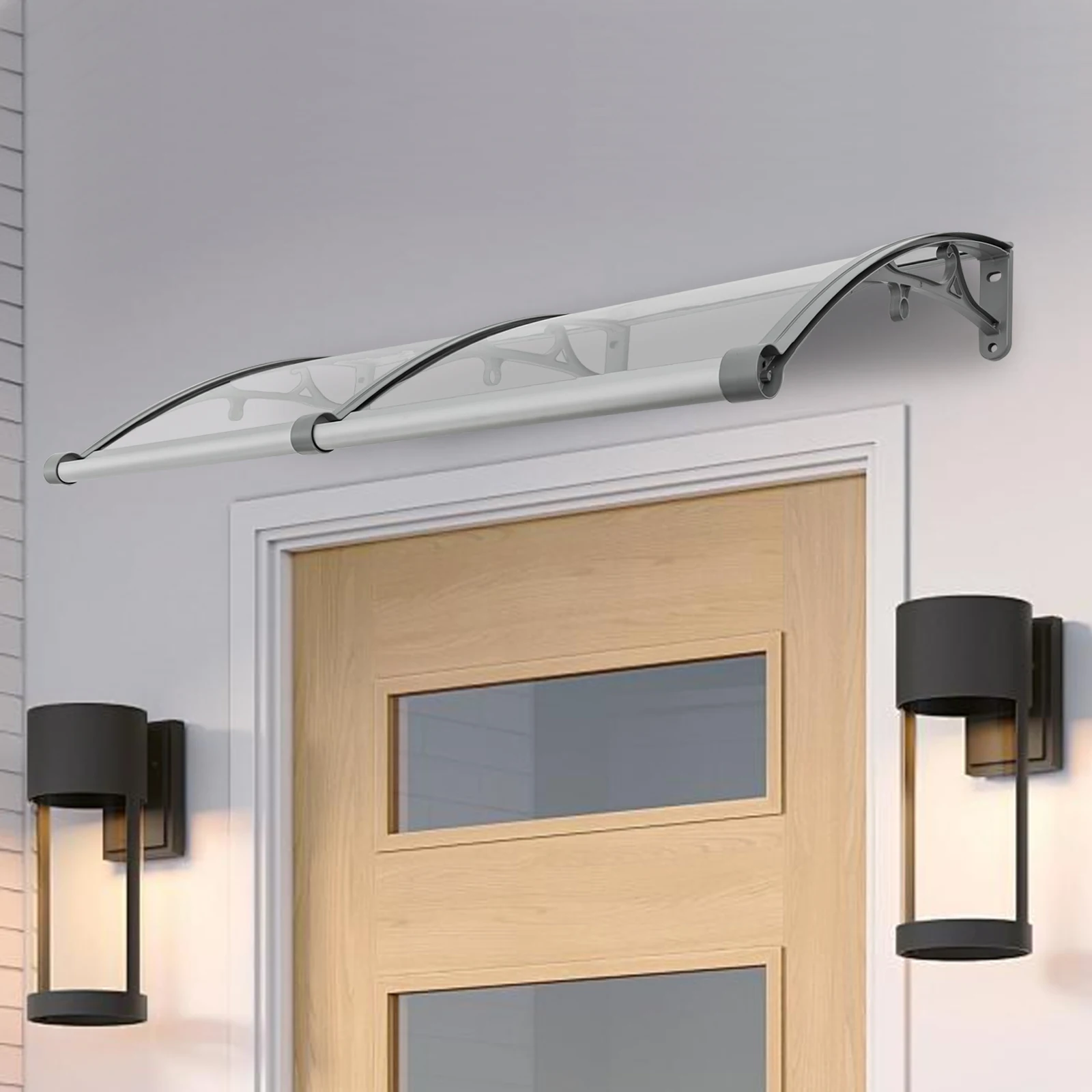 Vordach für Haustür 120 X 60 cm Transparentes Bogen-Vordach Aluminiumlegierungs-Halterung Maximallast 440,92 lbs Dach-Vordach Regenschutz – Detail 12