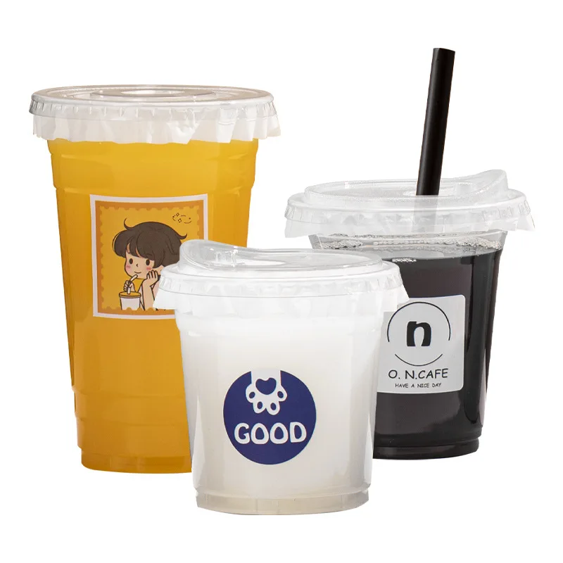 10pcs Disposable Packaged Internet-Famous Dudu Cup Cold Drink Plastic Cup, Coffee Coconut Milk Latte, Tea, PET Beverage Cup - view 6