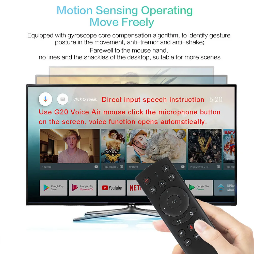 Voice Remote Control G20S 2.4G Wireless Air Mouse Microphone Gyroscope IR Learning for Android Tv Box PC