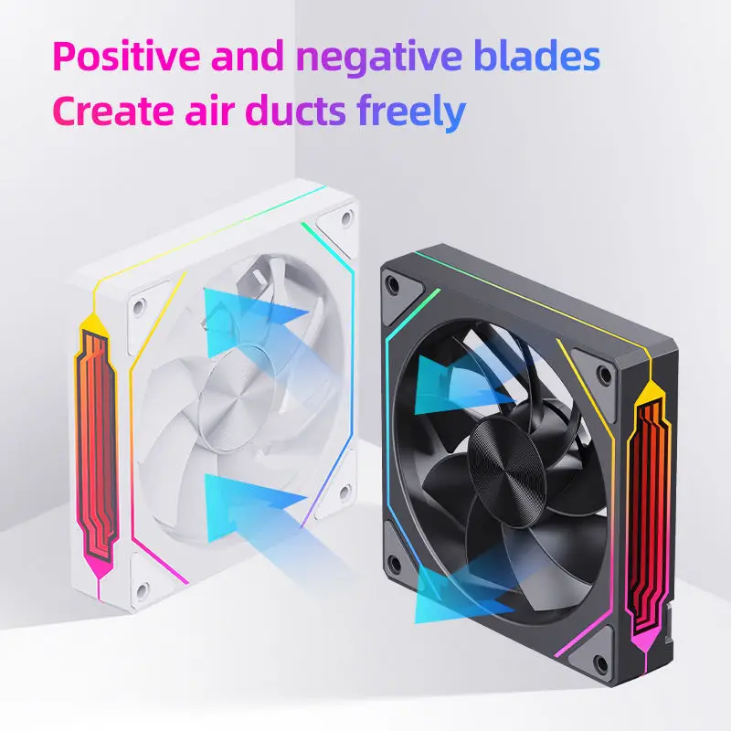 Computer Chassis Fan 12cm ARGB 4 Pin PWM Quiet Cooling Fan 12V Large Air Volume 45.2CFM/600-1500RPM