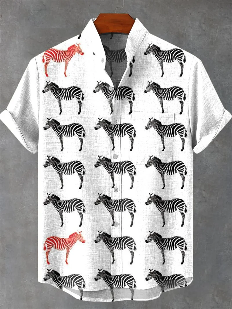 

Мужская льняная рубашка с коротким рукавом, винтажная повседневная льняная рубашка с 3D принтом рыбы, летний стиль