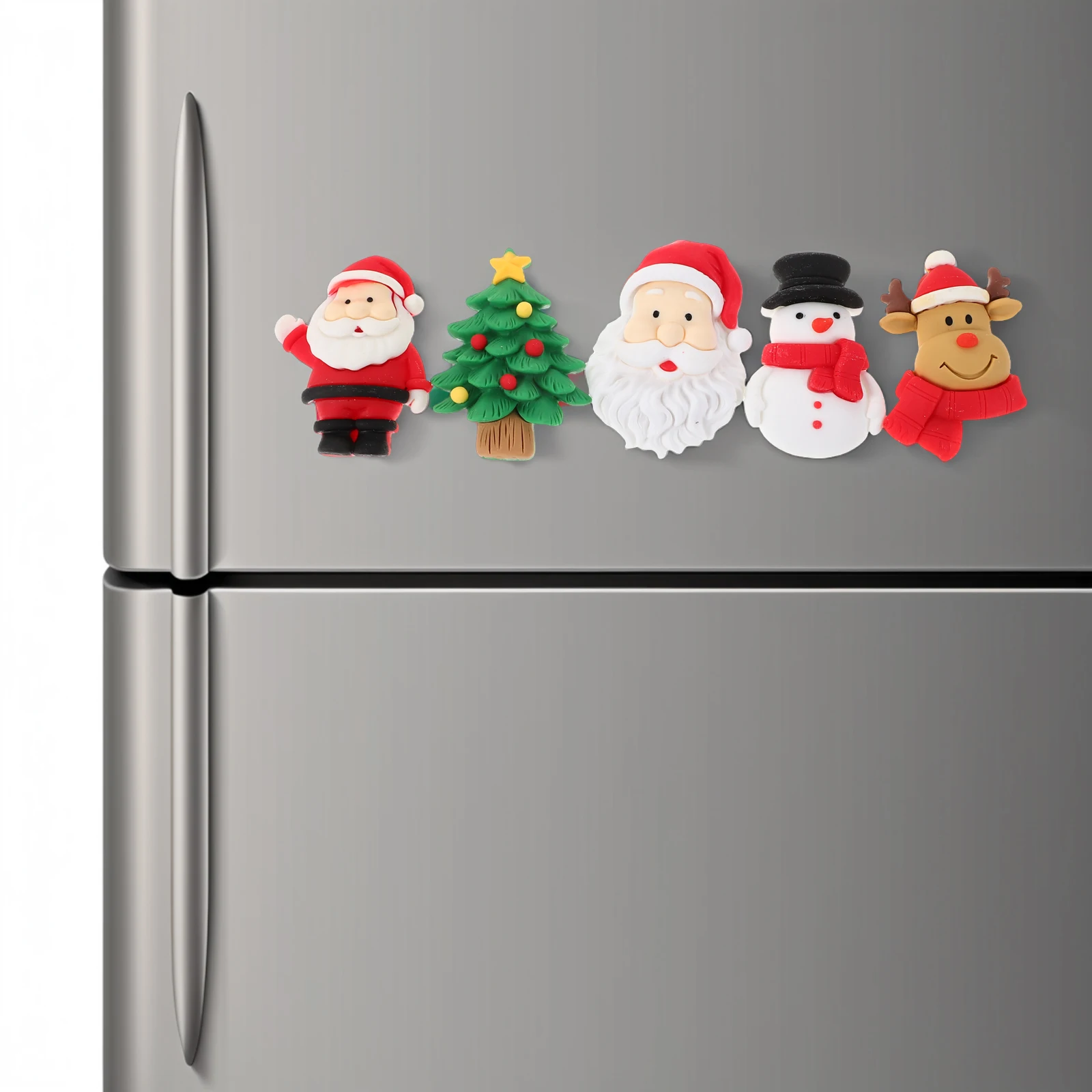 

5 Pcs Christmas Santa Claus Fridge Magnets Cartoon Elk Reindeer Snowman Tree Gifts Home Office Decor Metal Surface Adhesive