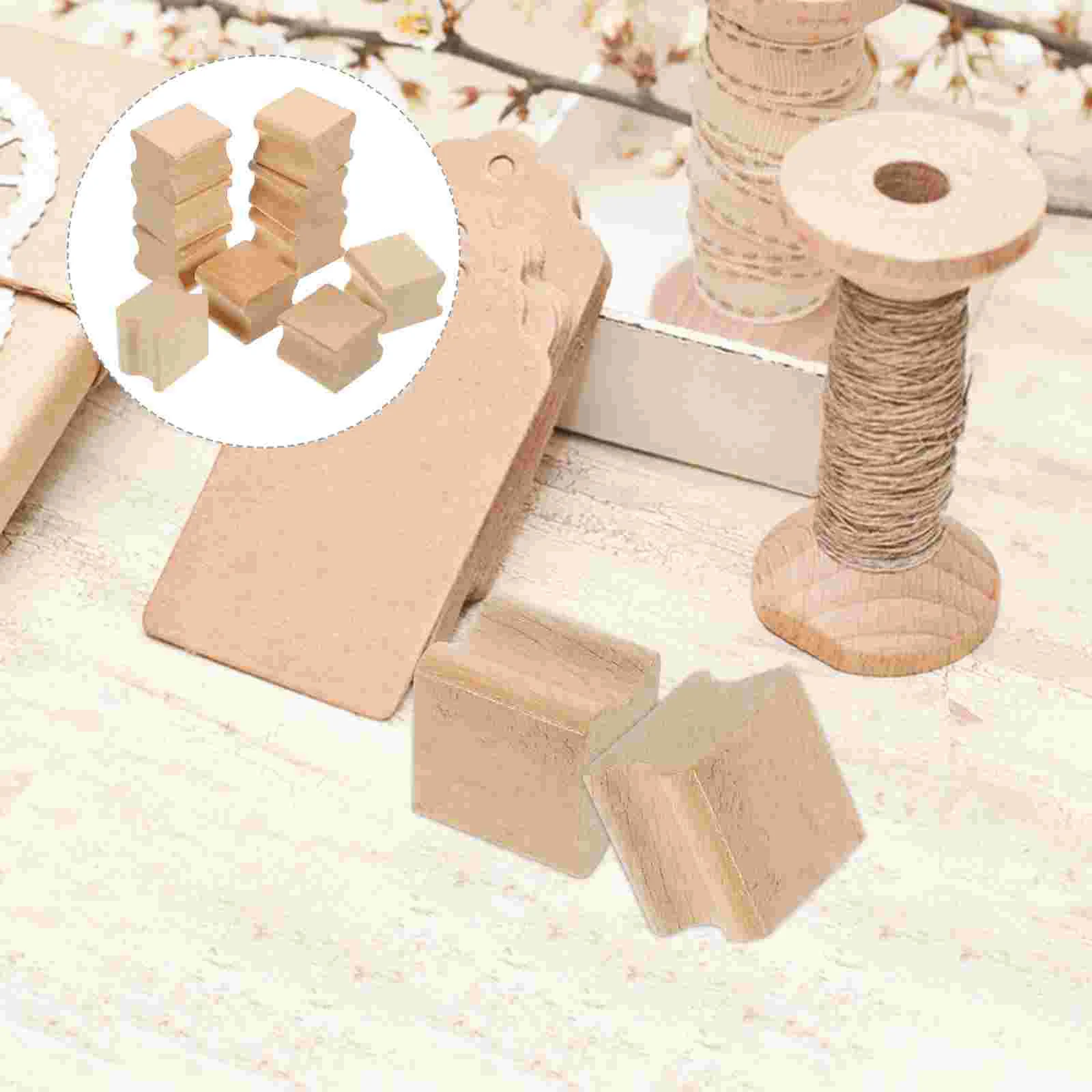 

10 Pcs Wooden Seal Scrapbook Photo Album Self Making Stamper DIY Handbook Carving Supply Blank Guitar