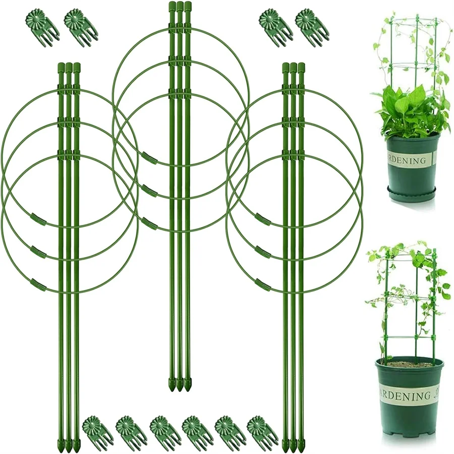 3 szt. Stojak na kwiaty, żelazny pierścień, podpora kwiatowa, roślina doniczkowa, winorośl stała, stojak na winorośl wspinaczkową, opakowanie