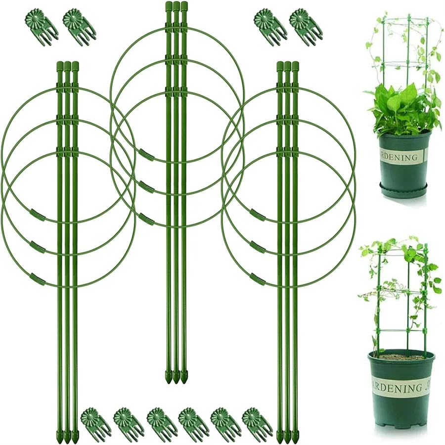 3pcs Flower Stand, Iron Ring, Flower Support, Potted Plant, Fixed Vine, Climbing Vine Stand, Horticultural Packaging, Plastic Fl