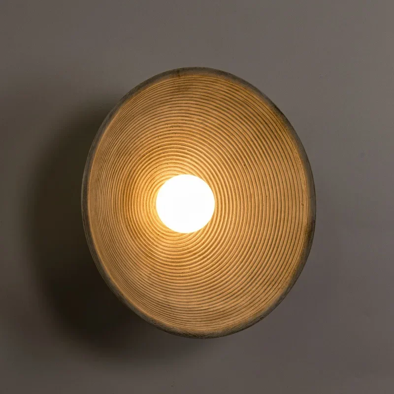 Creative Round Wall Lamp Retro Vintage Indoor Decoration Lighting Fixture Living Room Art Wabi Sabi Background Decor Sconces
