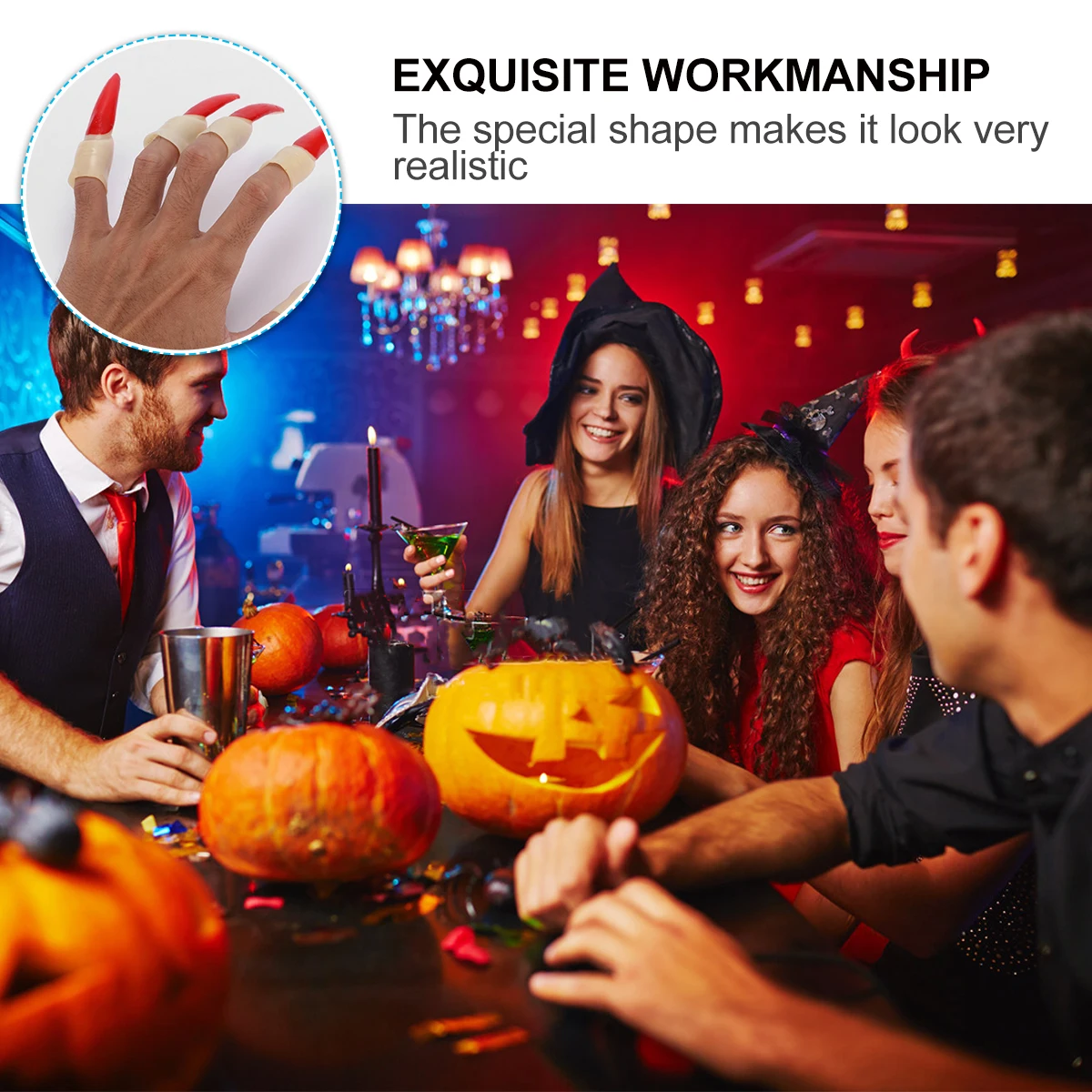 11pcs Zombie Nagels Heks Neus Valse Vingers Speelgoed Rood Halloween Party Cosplay Maskerade Rollenspel Props Past op de meeste