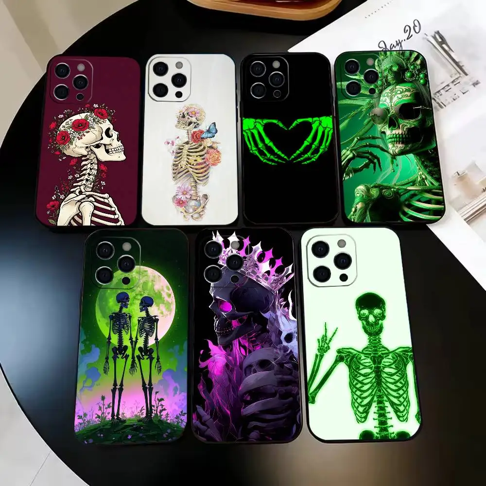 

g-Gothic S-Skeleton-N Phone Case For iPhone16,15,14,13,12,11,Pro,Max,Plus,X,XS,SE4,E,Soft Black Case(one)