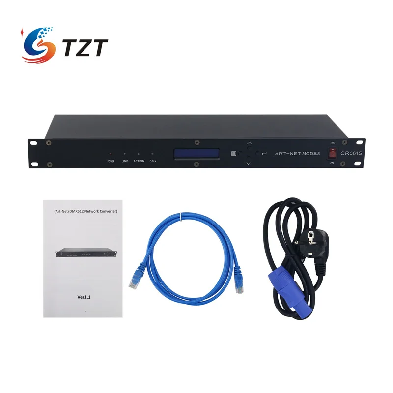 TZT CR061S ART-NET NODE8 8-Channel Art-Net Node DMX512 Network Expander with One Ethernet Port