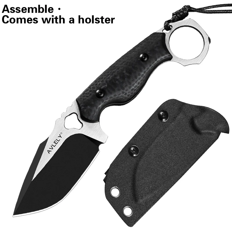 Hochharter DC53-Stahl-Geradeklingenmesser; ideal für Outdoor-Wanderungen und Camping; Alltagswerkzeug (EDC) (inkl. Scheide)
