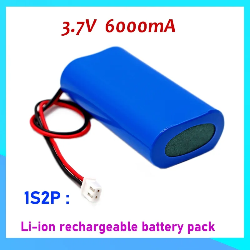 3.7V 6000mA 1S2P 18650 Li-ion Rechargeable Battery Pack with 2P Plug Built-in BMS Suitable for Small Appliances Backup Battery