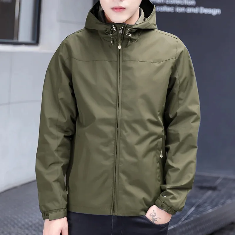 Men's Hooded Solid Spring Autumn Zipper Long Sleeve Pockets Drawstring Cardigan Jackets Coats Casual Loose Office Lady Tops