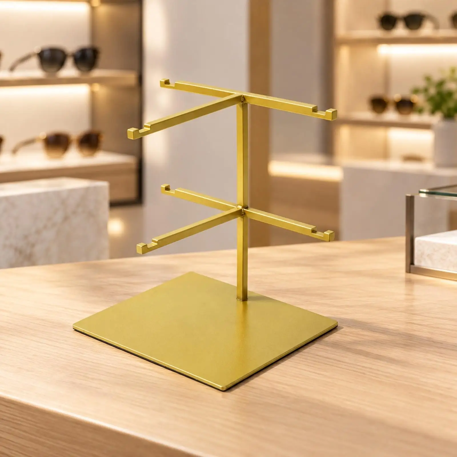 Stainless Steel Sunglasses Display Stand with Raised End Guards Rust-Resistant