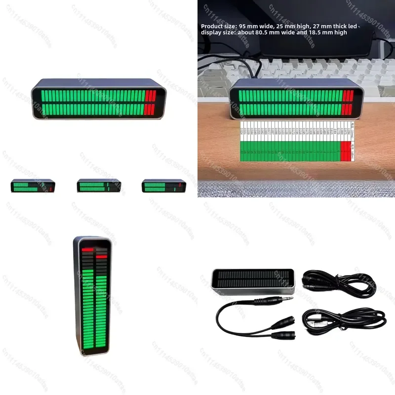 Dual 32-bit Stereo Audio Level Indicator with Voice Control and 3.5mm Line Input Type-C 5V Power Supply LED VU Meter