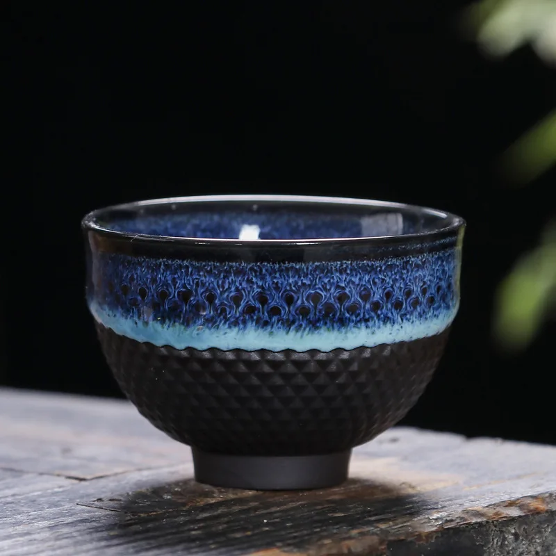 Kiln-Changed Tea Cup Single Ceramic Tea Cup Tasting Cup Kung Fu Tea Set Tenmoku Jian Zhan Master Cup Tea Bowl