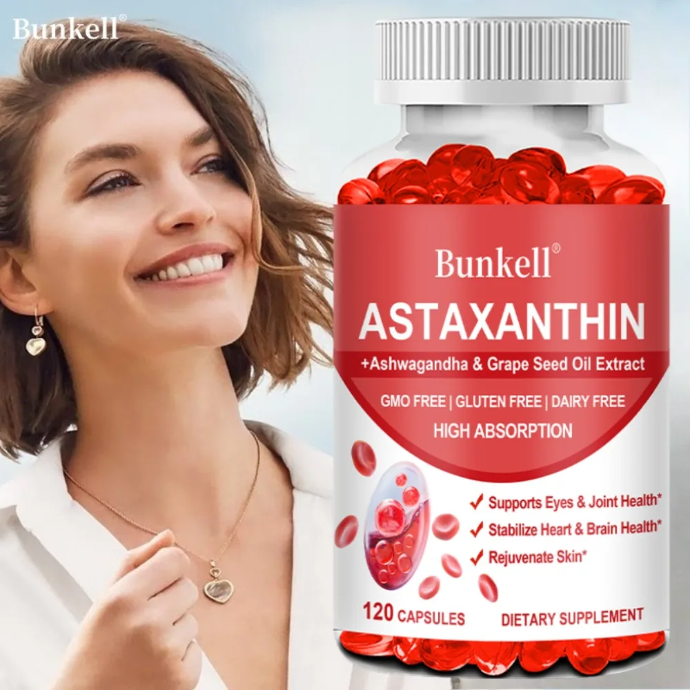 

ASTAXANTHIN + Ashwagandha & Grape Seed Oil Extract, Maintaining Eye and Joint Health, and Brain Health