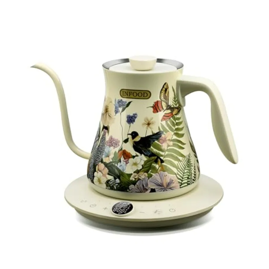 

0.8L Gooseneck Electric Kettle with Precise Temperature Control for Pour Over Coffee and Tea 1200W Fast Boiling Auto Shut Off S