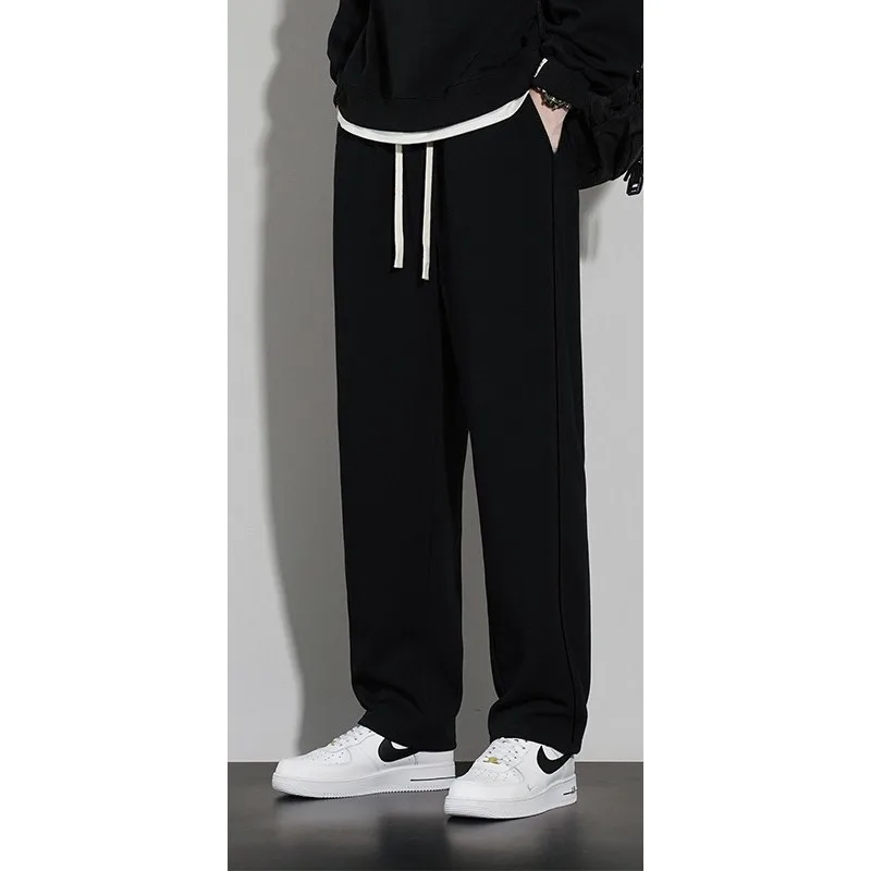 

Autumn and winter pure cotton sports pants men's loose casual solid color versatile straight leg pants