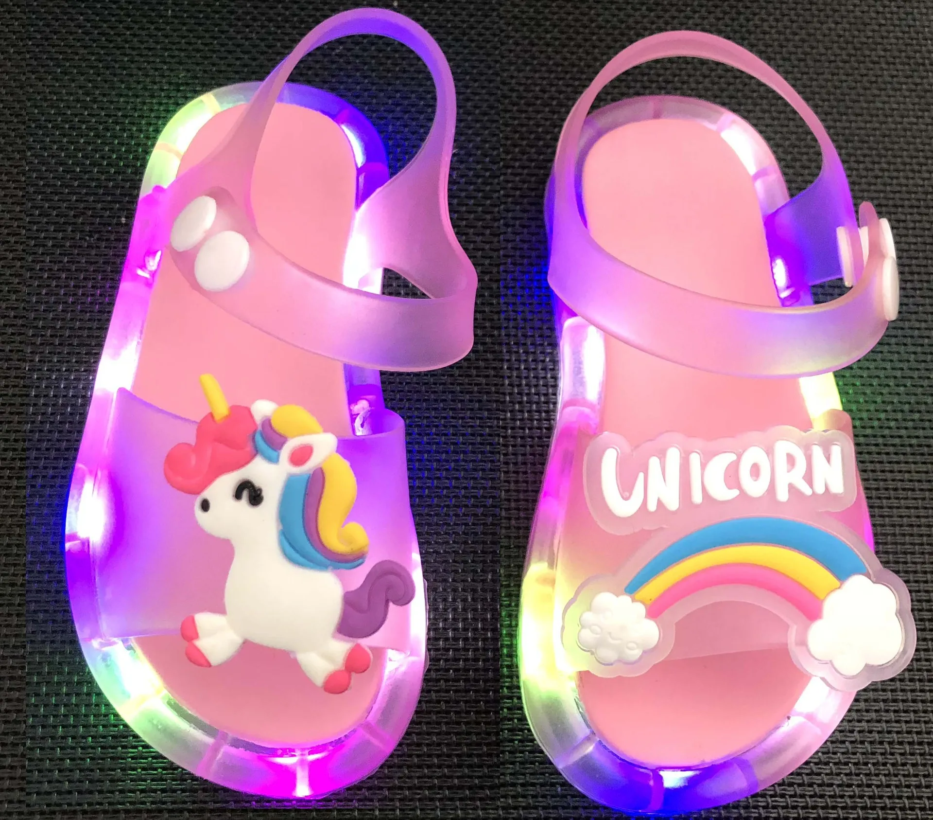 

New Children Sandals Glow Cartoon Fashion Princess Summer Unicorn Mermaid Sandals Kids Shoes