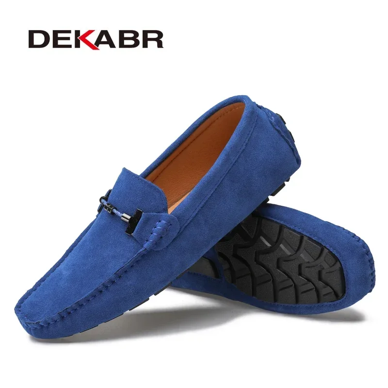 DEKABR Handmade Men Loafers Luxury Genuine Leather Casual Shoes Comfortable Soft Driving Shoes Warm Fur Plus Office Moccasins