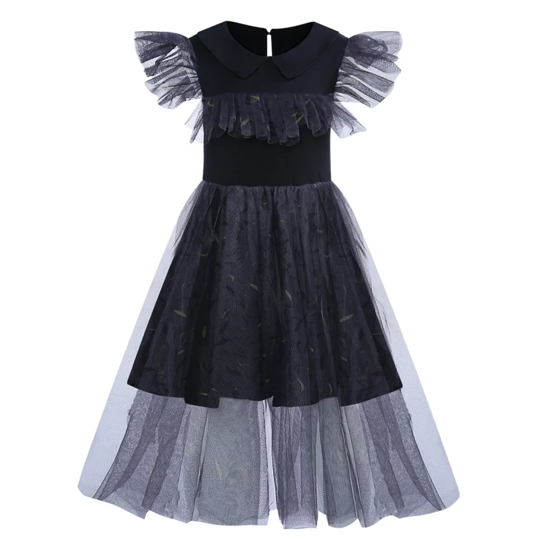 Kids W-Wednesday Dress Baby Princess Costume Birthday Ruffles Clothes Girls Addams Dance Gown Cosplay Disguise