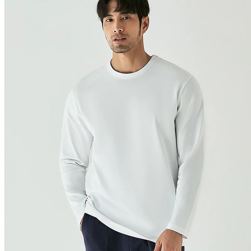 Men's Classic All-Match Pure Cotton Long Sleeves High Quality Crew Neck Comfortable Men's Tops Home Casual Men's Long Sleeves