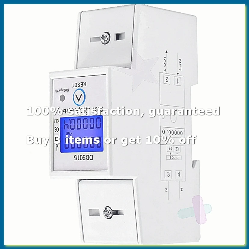 ●Digital Single Phase Energy Meter 5-80A 230V 50Hz Energy Meter DDS015 35mm DIN Rail Mount with Clear Display Backlight-A57M