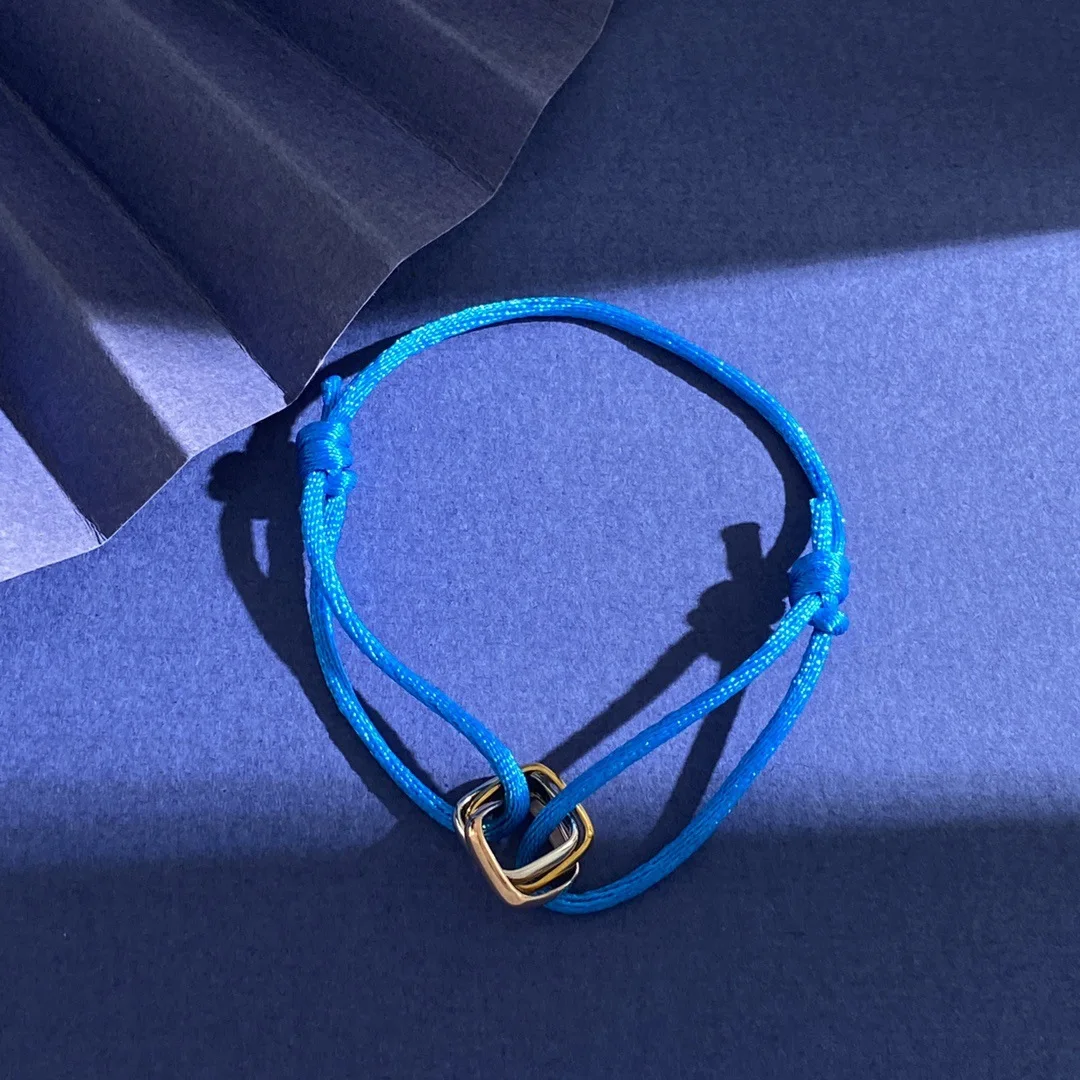 سوار ثلاثي من الفولاذ المقاوم للصدأ للنساء ، نسج قابل للتعديل ، حبل قطن ، ثلاثي الألوان ، مجوهرات ماركة أزياء ، بيع بالجملة ، 22 لونًا