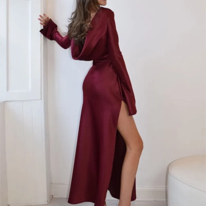 Prom Dresses Dress Vestidos 2025 Woman Vestido Femininos Banquet Slit Solid Color Backless Elegant French Temperament Sexy Party