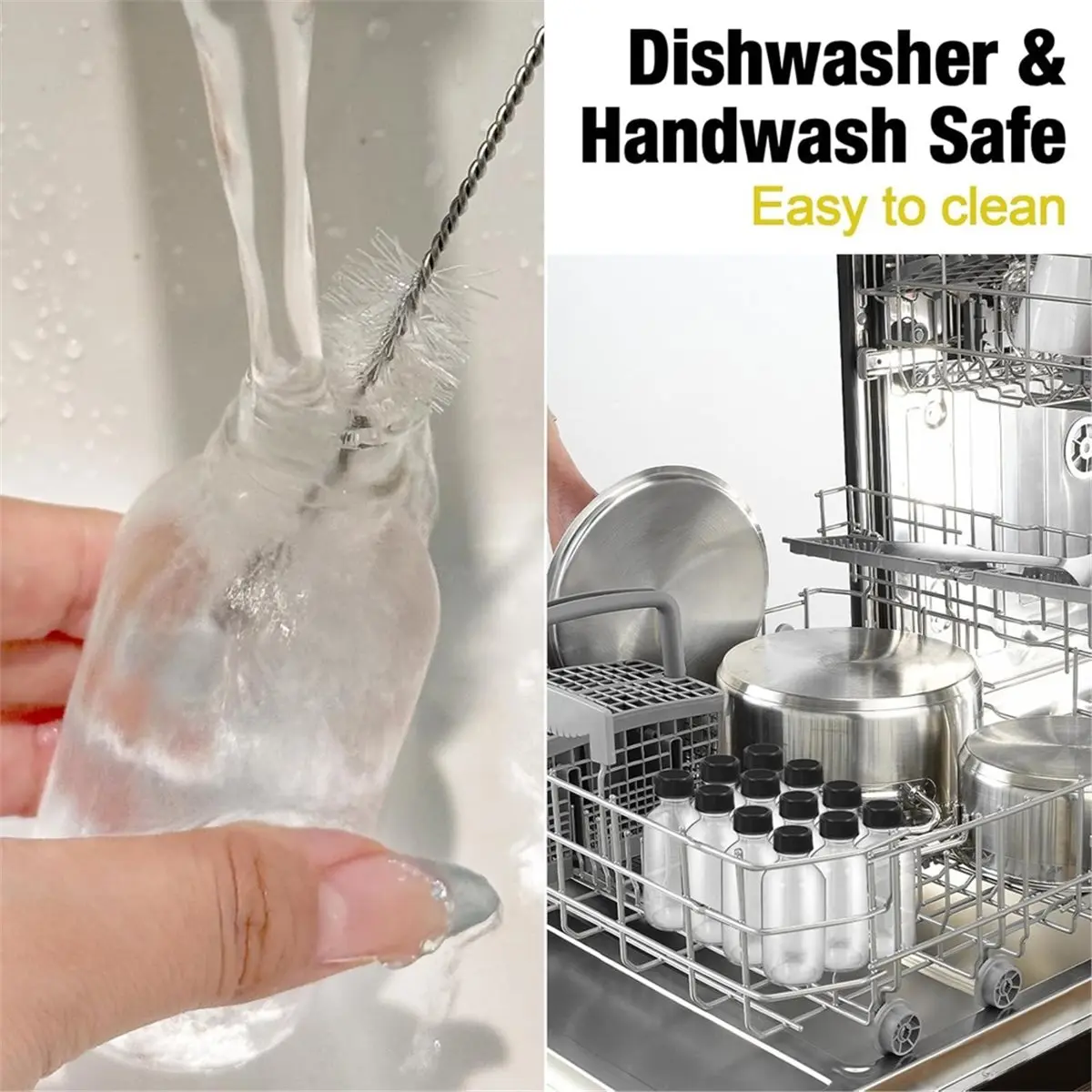 

12 упаковок стеклянных бутылок на 2 унции с крышками, воронками, кистью и этикетками - герметичные круглые контейнеры Boston на 60 мл для сока