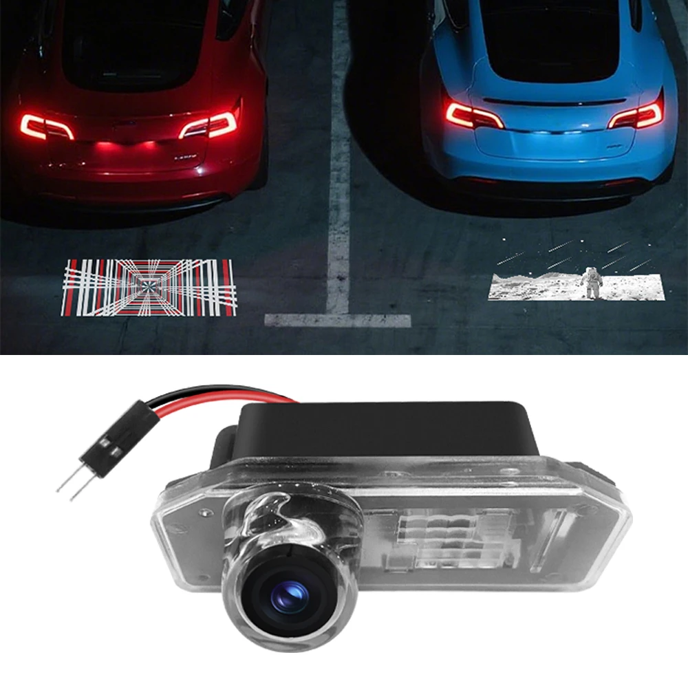 3D License Plate Lights Canbus Free Error For Tesla Logo Model 3 Tesla Model Y Car Taillights Reverse Lamp Lightfast Logo Light