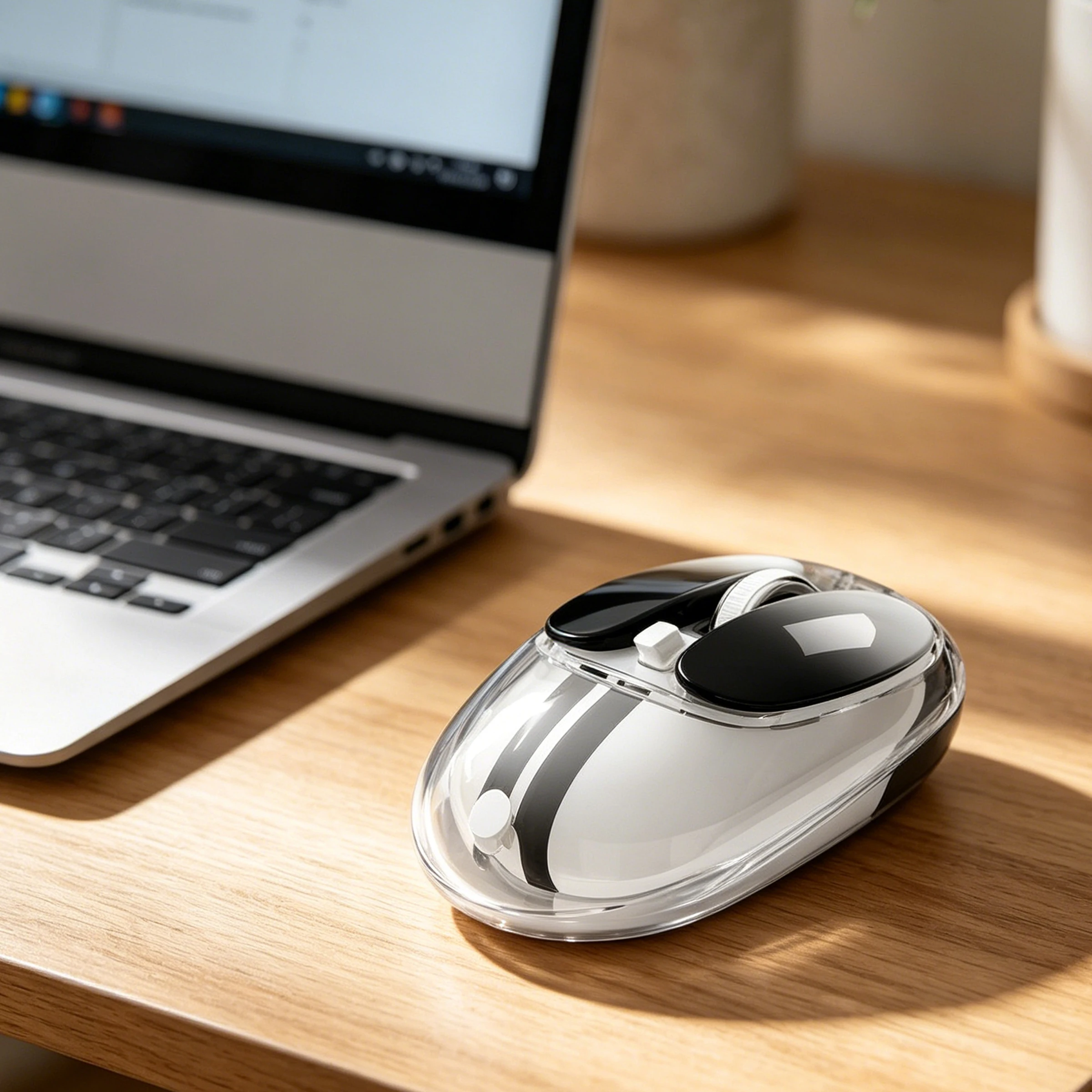 MOFii M60 Transparent Gradient Tri-Mode Wireless Mouse, Rechargeable Silent Mice for Laptop, Desktop & Tablet Office Use