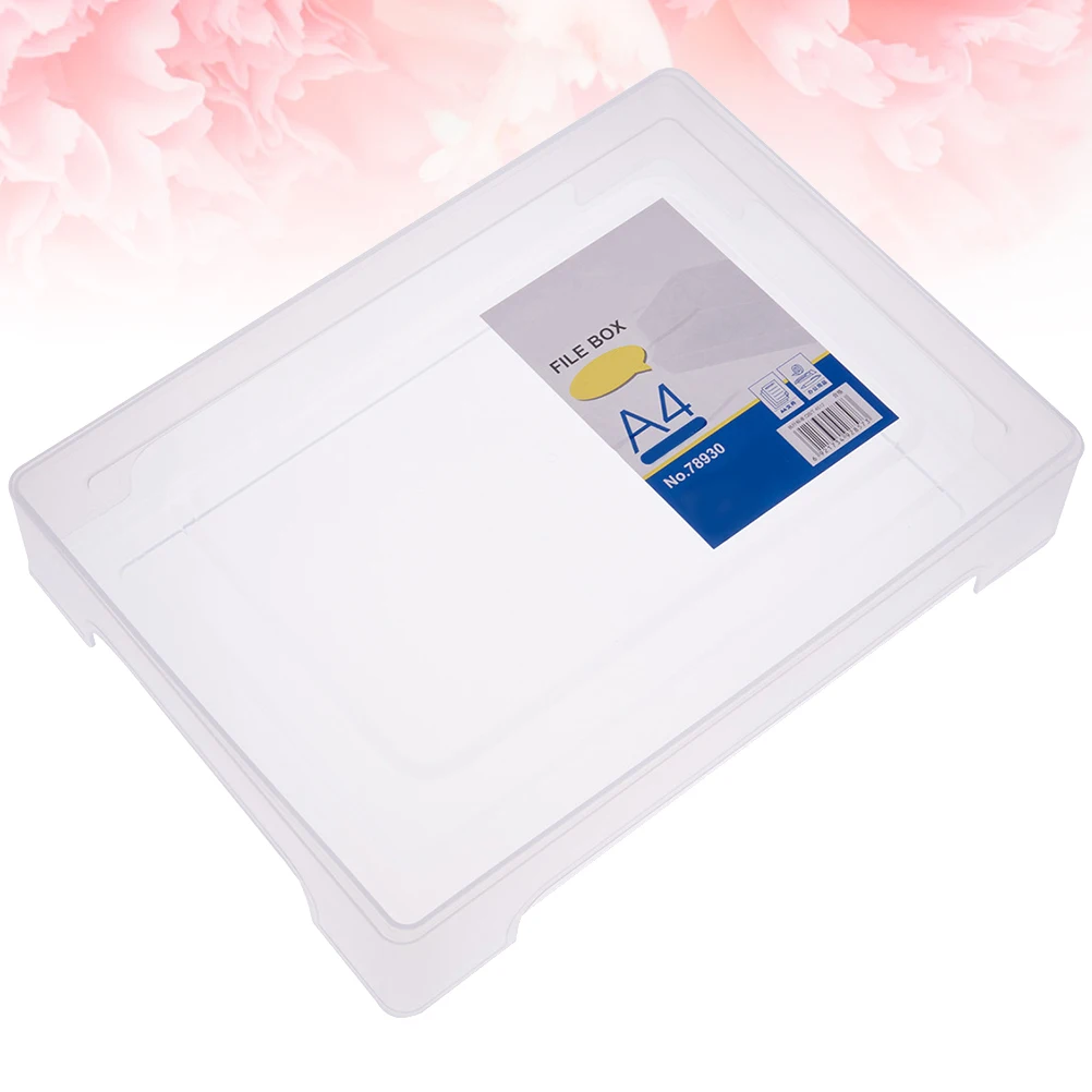 

Plastic Transparent File Boxes A4 Document Organizer Folders Clear Holder Office Home PP Lightweight Portable Storage