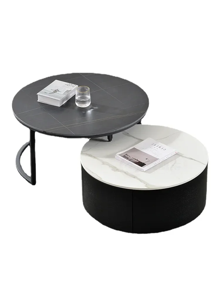 YY round Tea Table Living Room Furniture Creative Storage Retractable round Tea Table