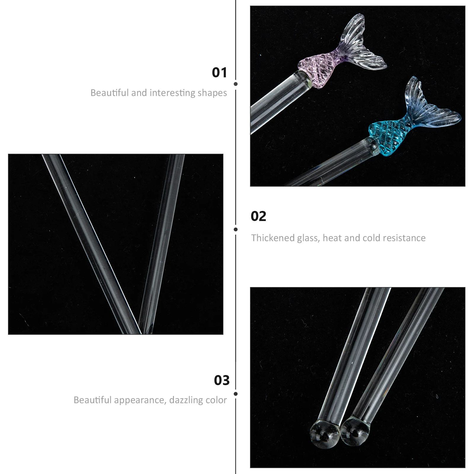 

2Pcs Long Handle Stir Sticks Premium Glass Stirring Rods for Coffee Wine Cocktail Beverage Home Bar Restaurant Use